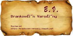 Brankován Varsány névjegykártya